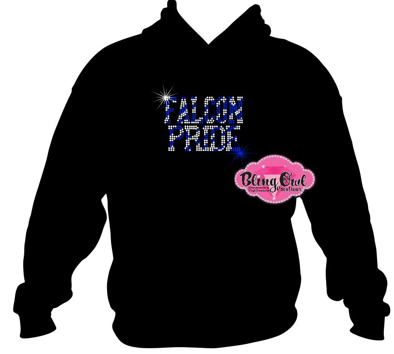 falcon_pride_logo_school spirit wear _rhinestone_sparkle_bling