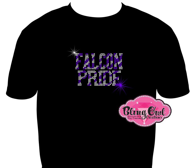 falcon_pride_logo_school spirit wear _rhinestone_sparkle_bling
