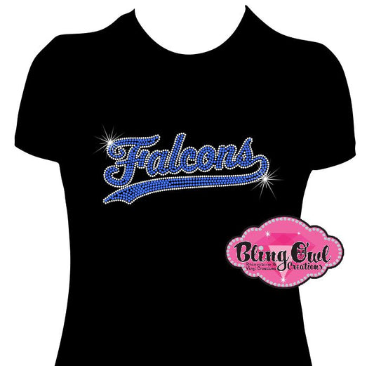 falcons_school_logo_school spirit wear _rhinestone_sparkle_bling