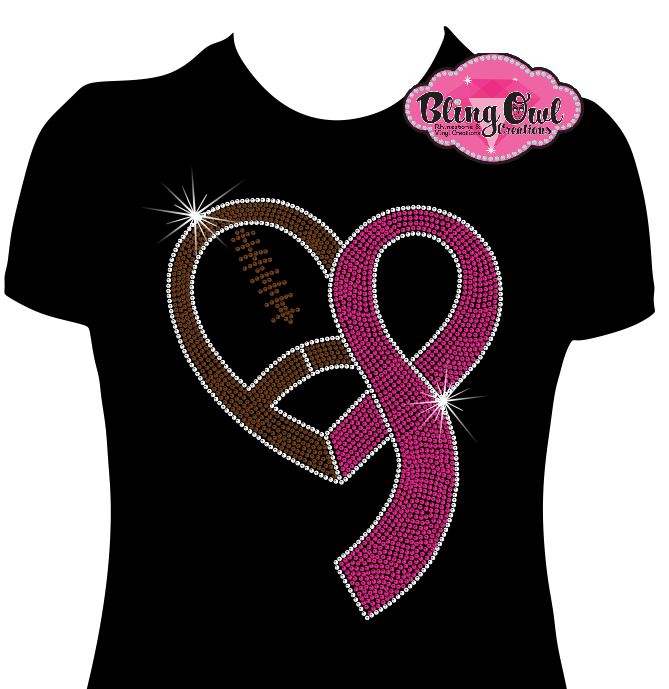 Football Cancer Ribbon (Rhinestone Design)
