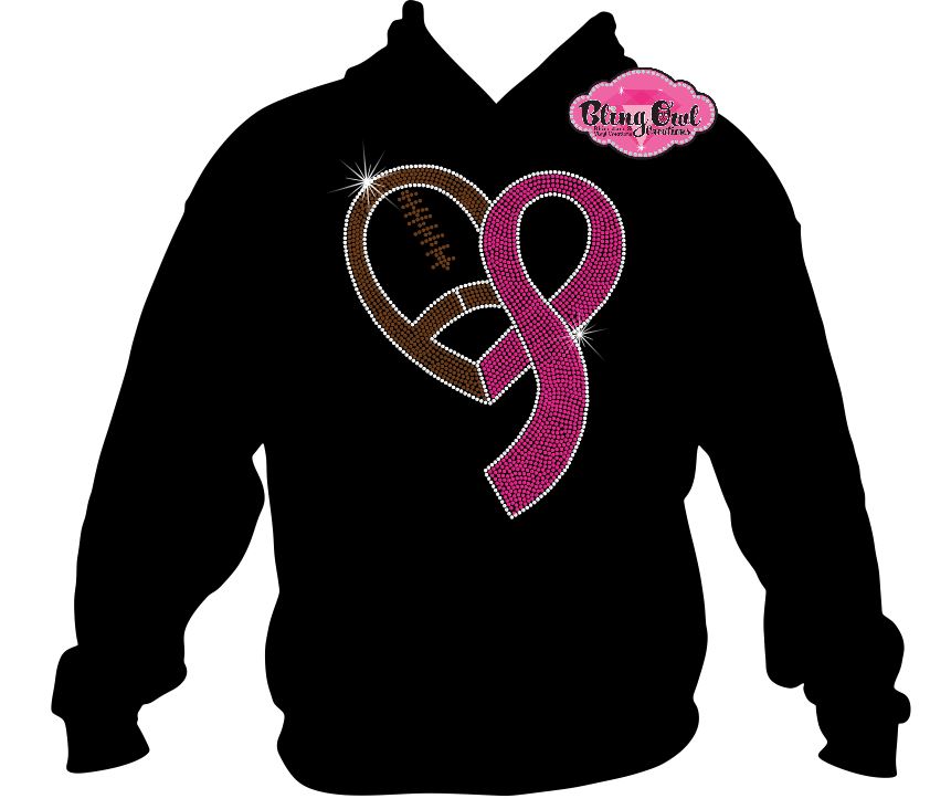 Football Cancer Ribbon (Rhinestone Design)
