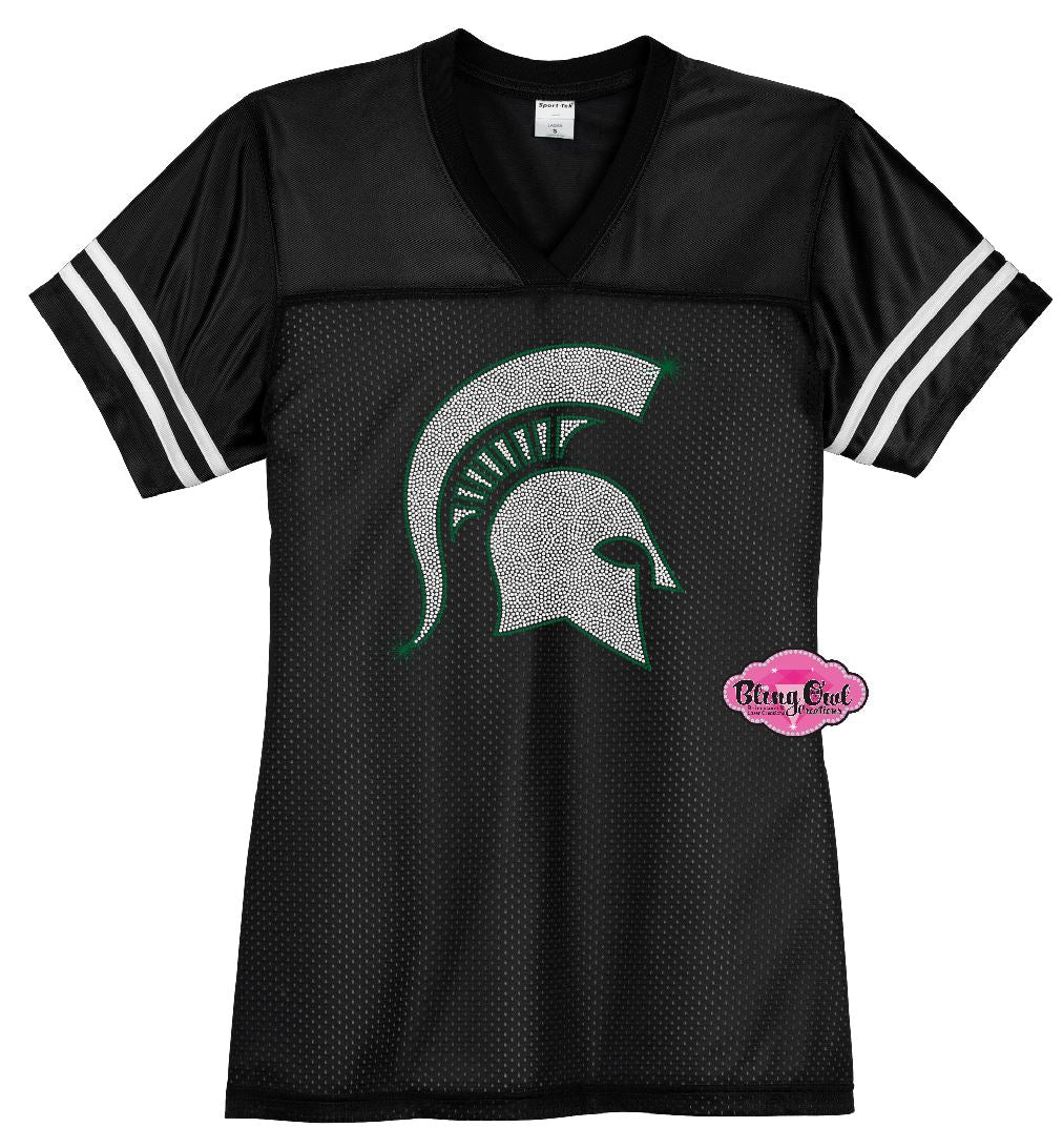 MSU Football Bling Jersey Spartan Helmet Womens Cut