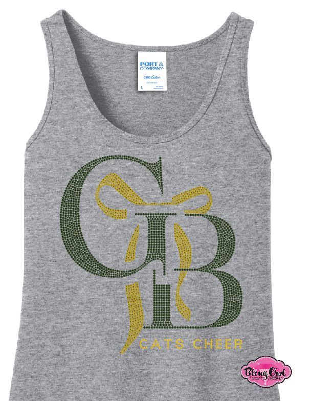 GB Cheer Bow Rhinestone Adult Womens Tank Top