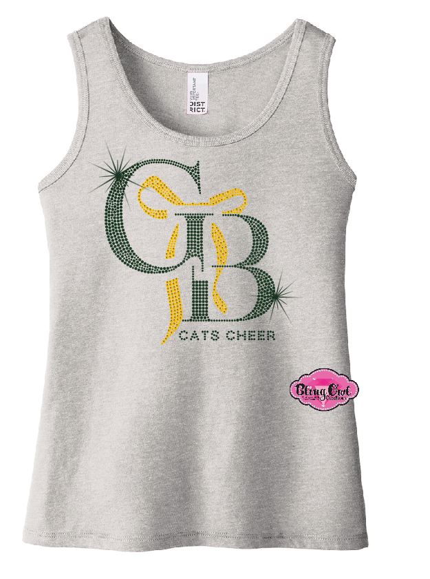 GB Cheer Bow Rhinestone Youth Tank Top