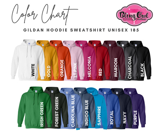 Gildan Hoodie Sweatshirt Unisex Color Chart (No product/not for sale)