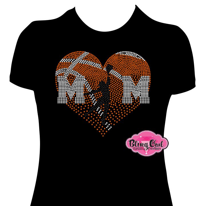 basketball_mom spirit_wear black shirt rhinestones sparkle bling