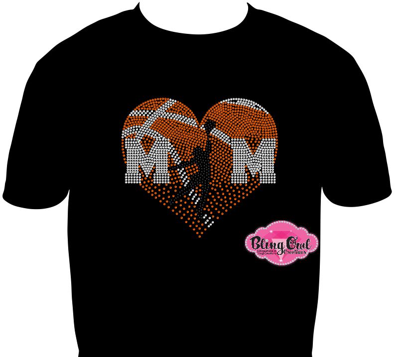 basketball_mom spirit_wear black shirt rhinestones sparkle bling