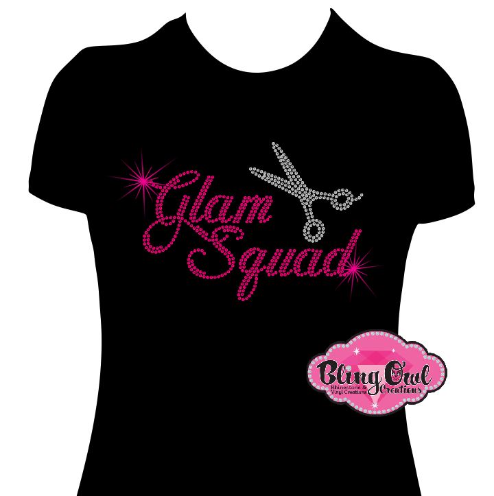 Glam Squad Hairstylist sparkle bling potential clients networking events business tshirt