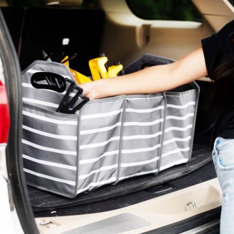 Gray Stripe Trunk Organizer