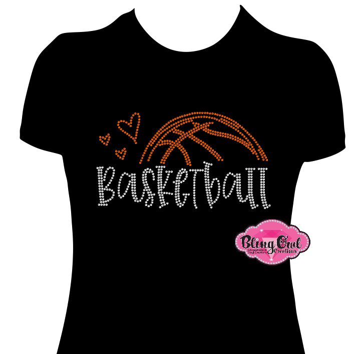 Half Basketball design shirt school spirit wear for sports mom rhinestones sparkle shirt