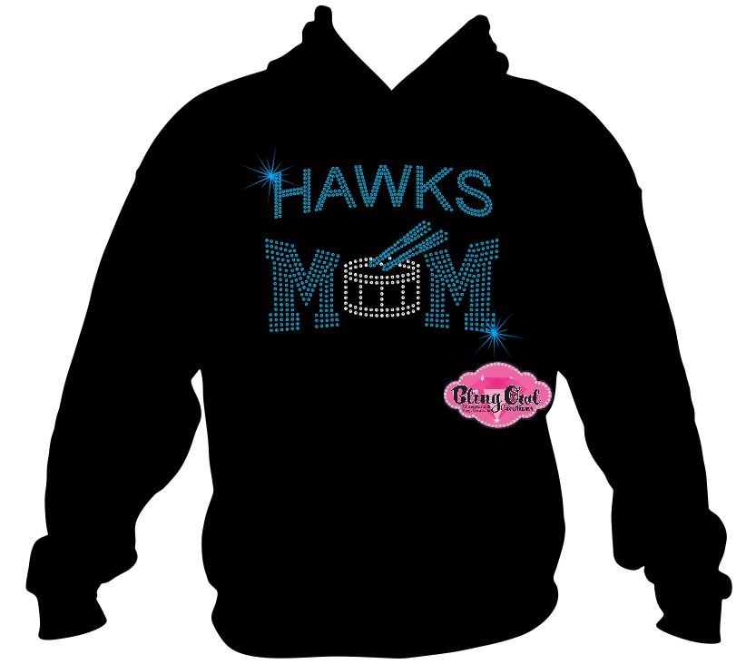 drumline mom hawks school spirit wear band mom hickory hawks sparkle bling rhinestones music arts