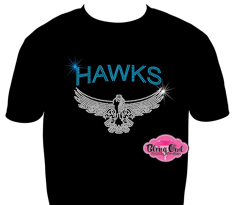 hickory hawks mascot spirit_wear rhinestones sparkle bling