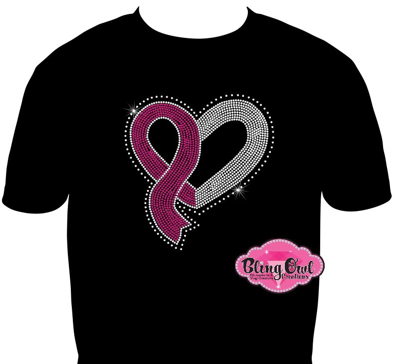 Heart Cancer Ribbon (Rhinestone Design)