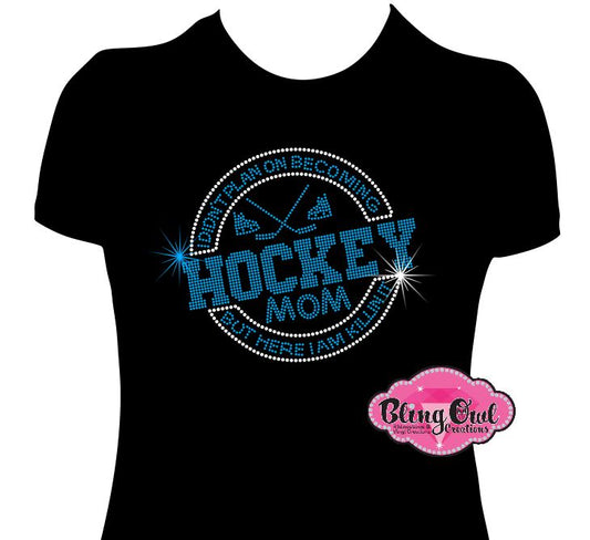 Hockey Mom shirt bedazzled rhinestones game day proud hockey mom killin it