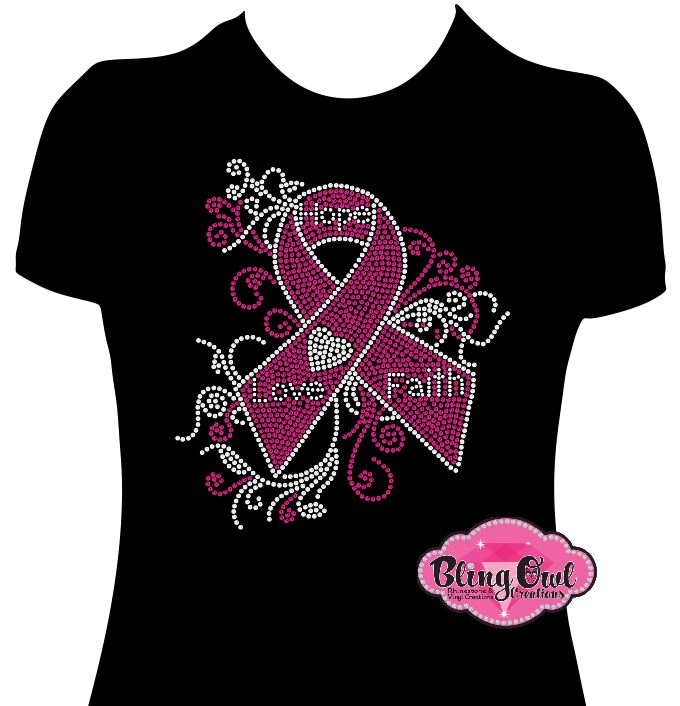 Faith Hope Love Ribbon (Rhinestone Design)