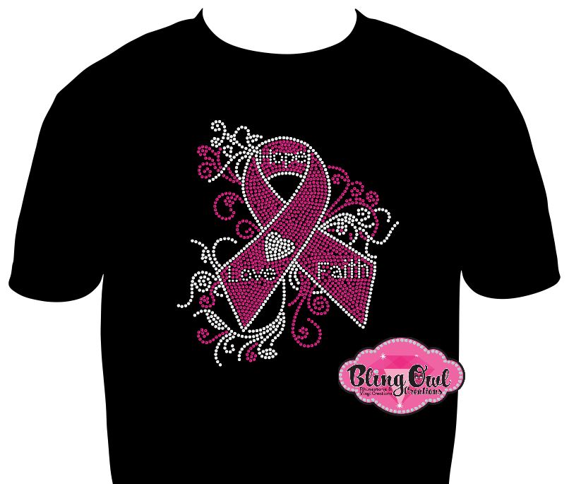 Faith Hope Love Ribbon (Rhinestone Design)