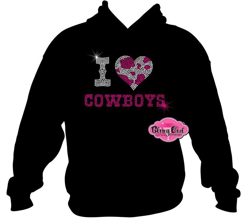 i love cowboys heart boots_hat design shirt country western rhinestones sparkle bling