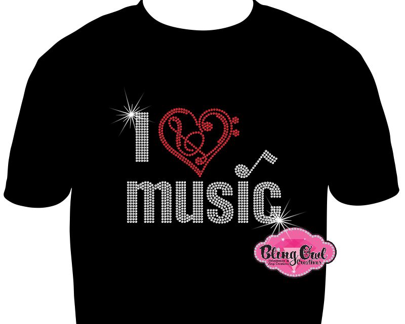 i heart music singing mom music notes marching band school spirit wear rhinestone bling sparkle bedazzled