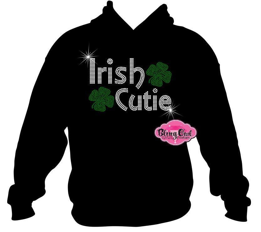 irish cutie shamrock green st patrick day shirt rhinestones sparkle bling