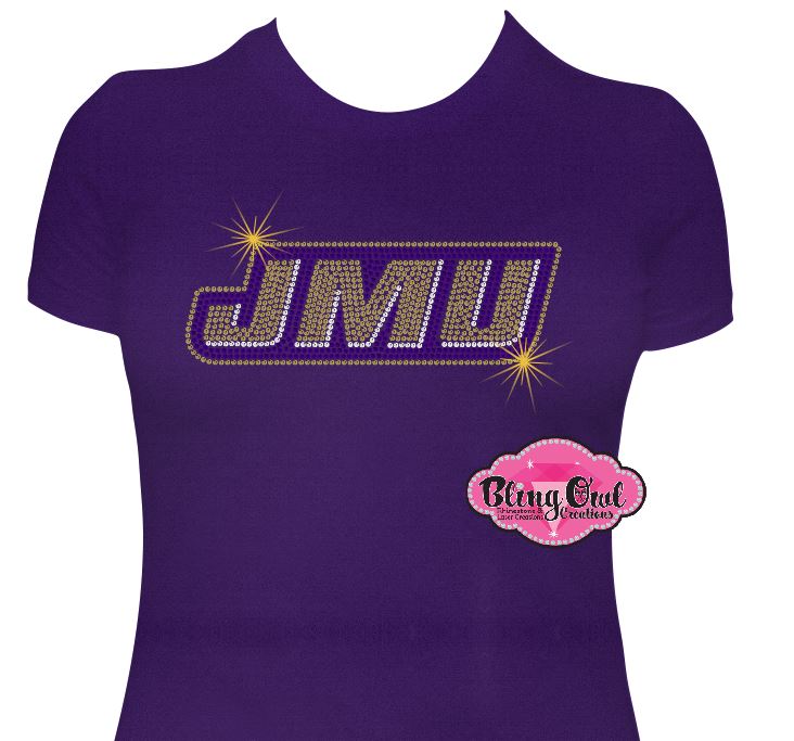 JMU Logo Filled Womens Fitted Scoop Neck