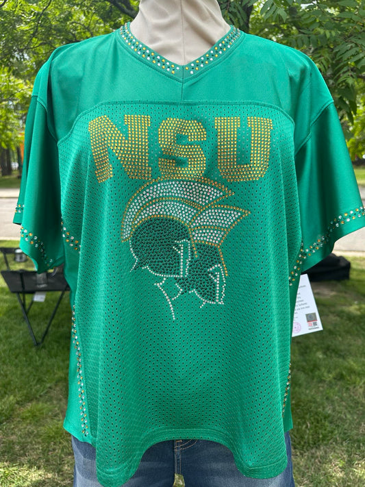 NSU Norfolk State Spartans Bling Jersey – Handmade Rhinestone NSU Game Day