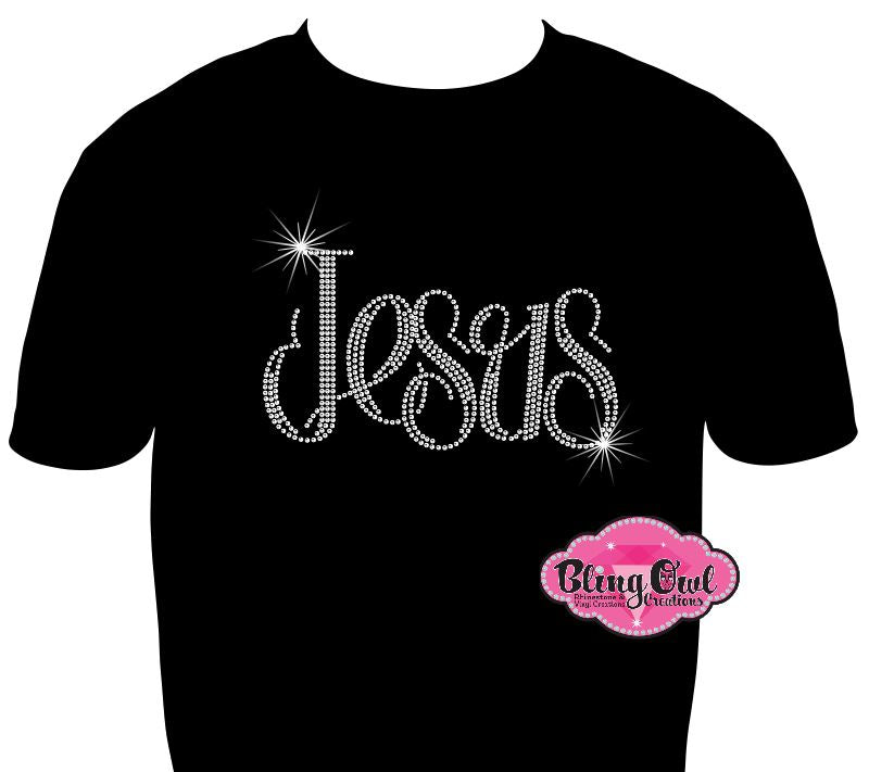 Jesus faith fitted shirt christian clothing tshirt faith based rhinestones sparkle bling