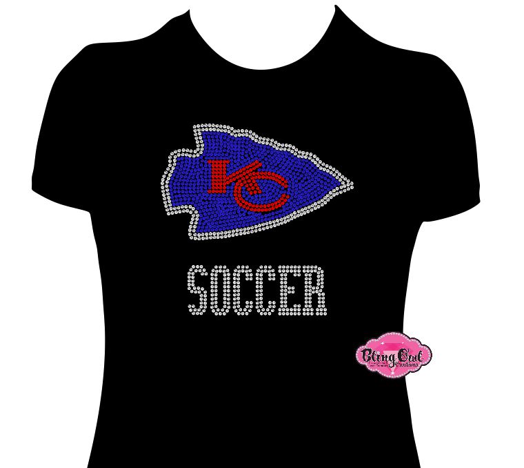 Kempsville High School Chiefs Soccer Block Script (Rhinestone Design)
