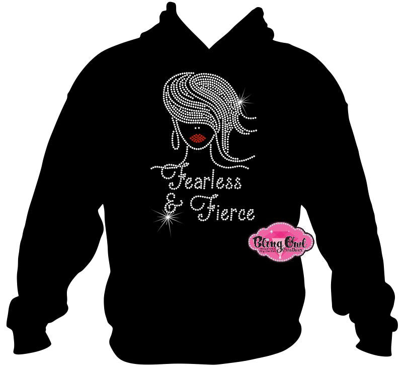 lady swoosh hair fearless fierce shirt black women afro hair cultural african american rhinestones sparkle bling