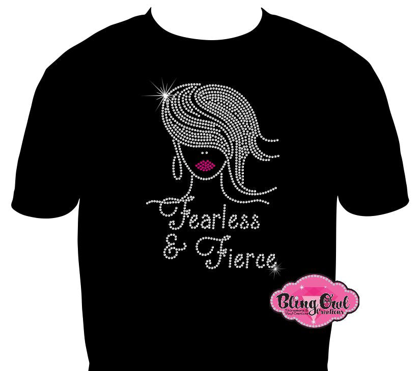 lady swoosh hair fearless fierce shirt black women afro hair cultural african american rhinestones sparkle bling