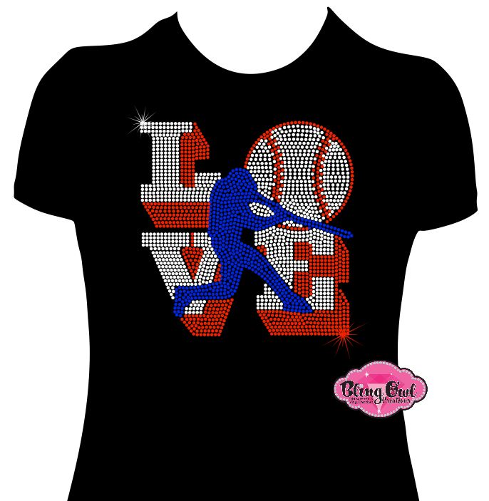 baseball spirit_wear love_player gray fitted shirt rhinestone sparkle bling