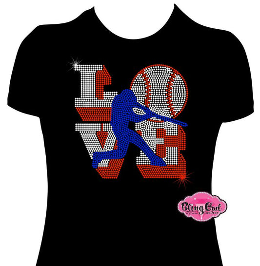 baseball spirit_wear love_player gray fitted shirt rhinestone sparkle bling