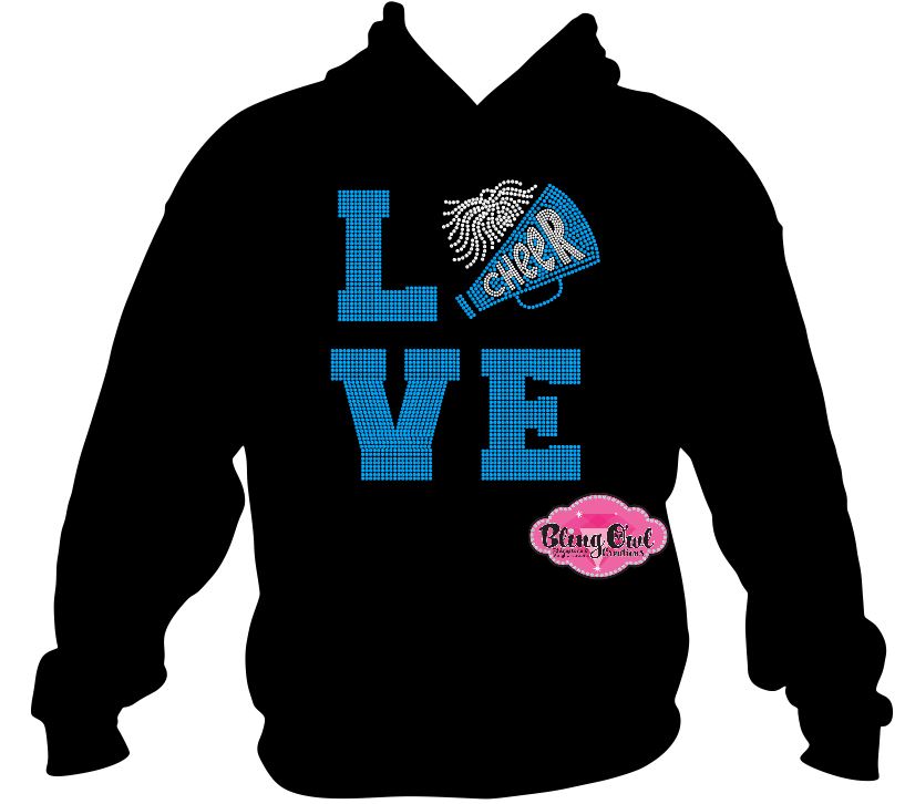 love_cheer megaphone shirt game_day sweatshirt rhinestones sparkle bling