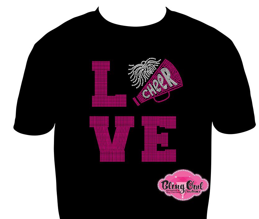 love_cheer megaphone shirt game_day tshirt rhinestones sparkle bling