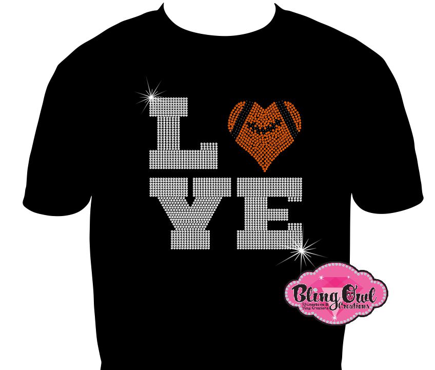 football love spirit_wear fitted shirt rhinestones sparkle bling