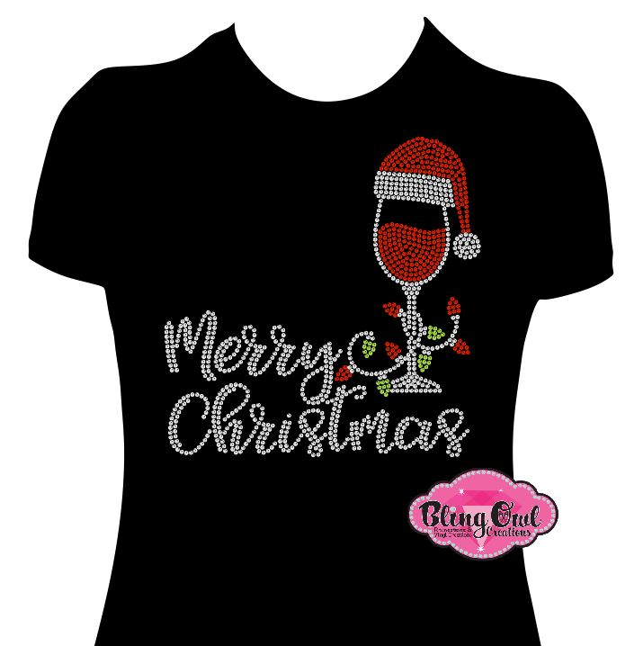 Merry Christmas Wine (Rhinestones)