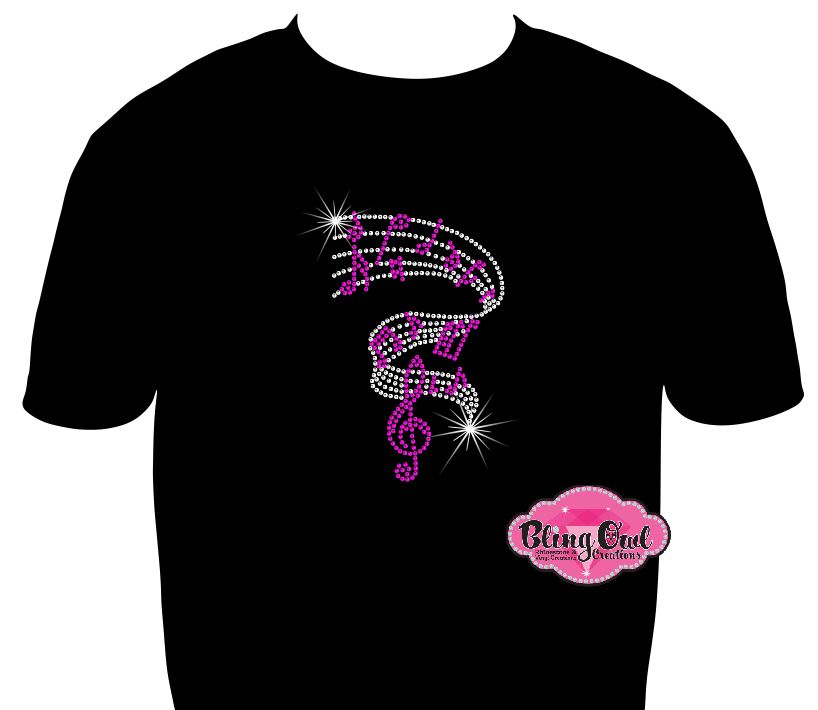 music notes chorus rhinestone bling sparkle bedazzled
