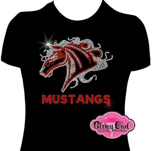 mustangs mascot spirit_wear long sleeves rhinestones sparkle bling