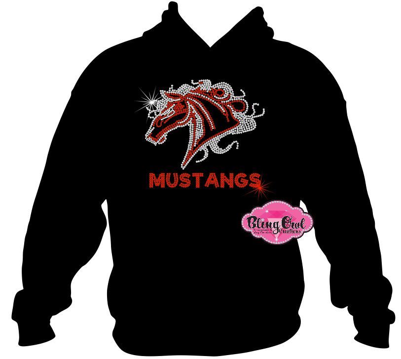 mustangs mascot spirit_wear long sleeves rhinestones sparkle bling