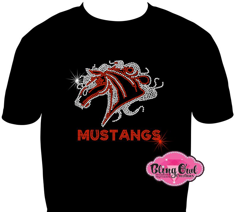 mustangs mascot spirit_wear long sleeves rhinestones sparkle bling