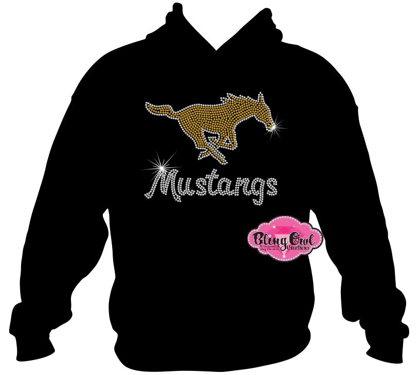 mustangs mascot spirit_wear long sleeves rhinestones sparkle bling
