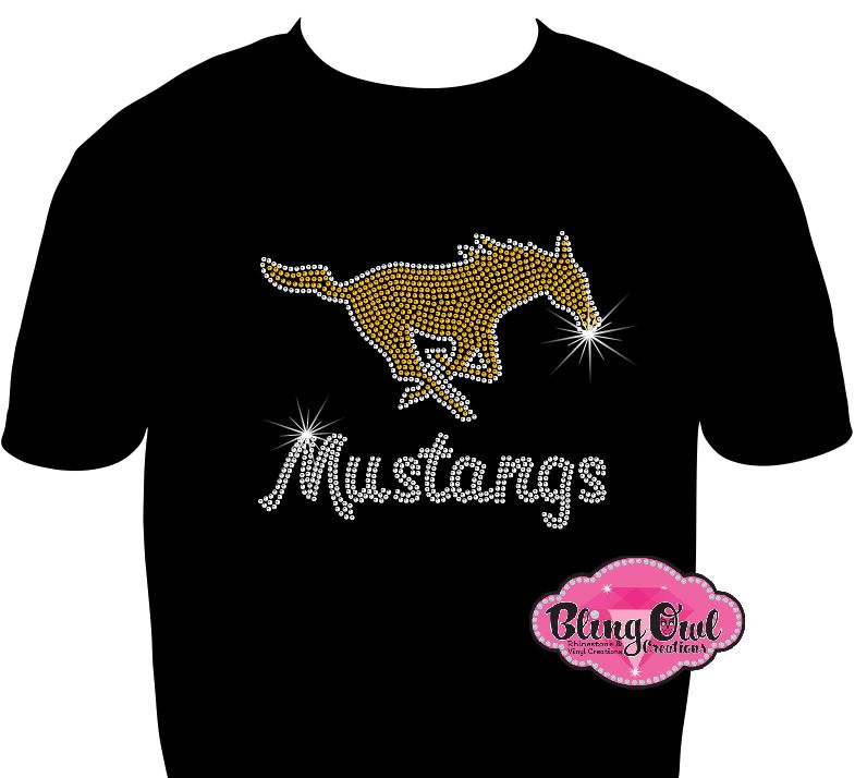 mustangs mascot spirit_wear long sleeves rhinestones sparkle bling