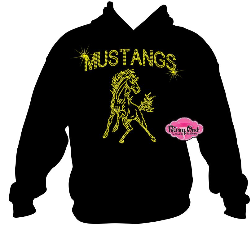mustangs mascot spirit_wear long sleeves rhinestones sparkle bling