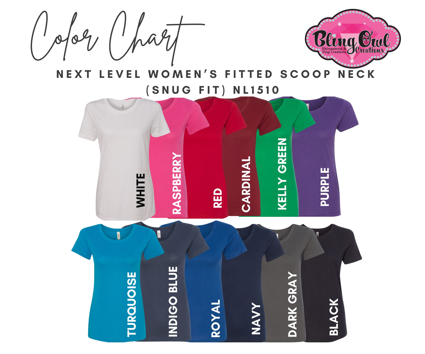 Next Level Women's Fitted (Snug fit) Colors (No product/not for sale)