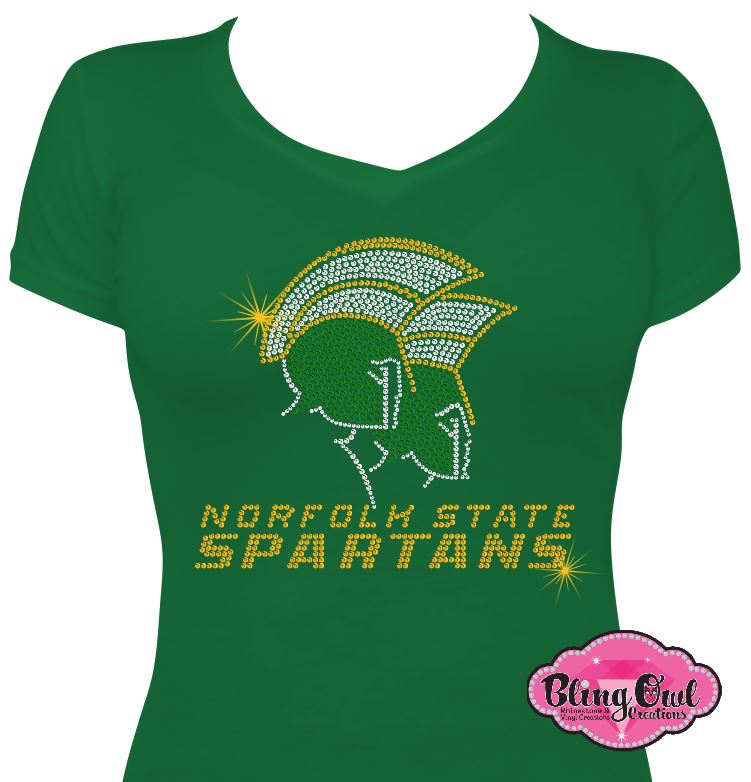 NSU Spartans Vneck Bling large logo T-Shirt