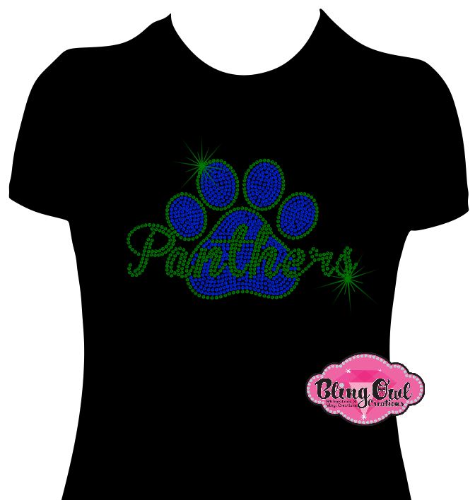 panthers_paw school_spirit_wear school_spirit_logo school_spirit_mascot school_spirit_colors custom rhinestones sparkle bling