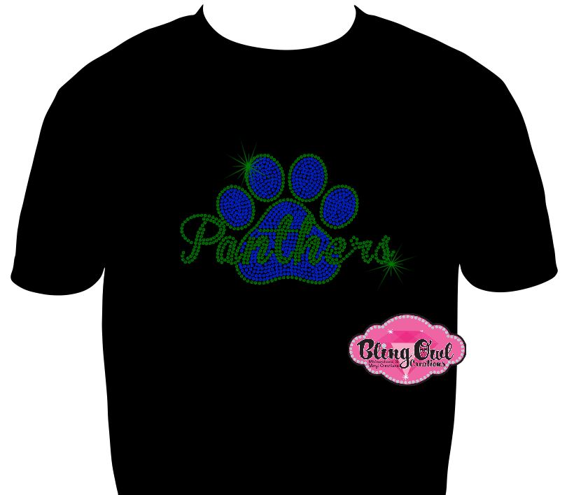 panthers_paw school_spirit_wear school_spirit_logo school_spirit_mascot school_spirit_colors custom rhinestones sparkle bling