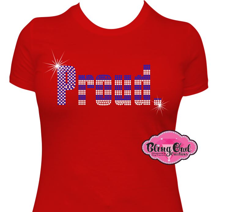 proud american stars stripes patriotic shirt rhinestones sparkle bling