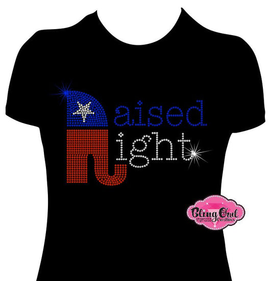 raised right republican elections vote politics shirt rhinestones sparkle bling