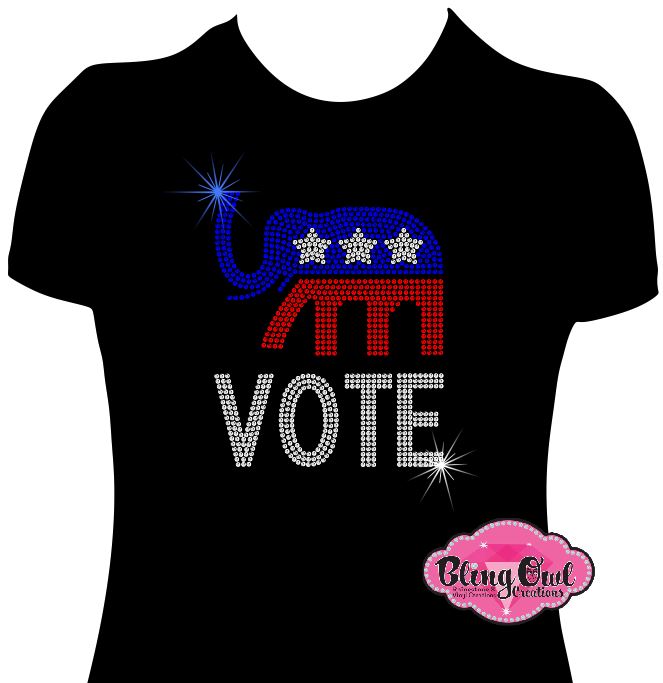 republican vote politics shirt rhinestones sparkle bling