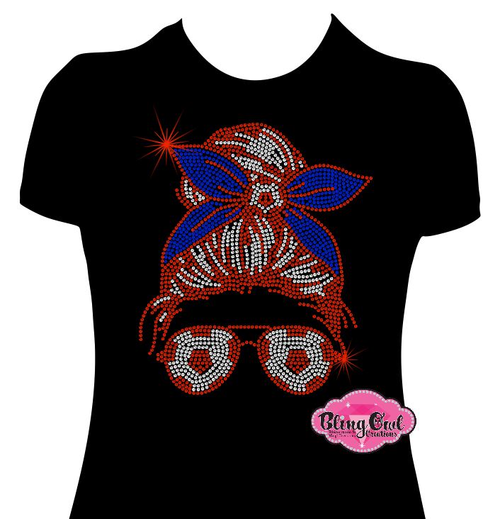 Mom Bun Soccer Glasses Messy Hair soccer_mom spirit_wear rhinestones sparkle bling